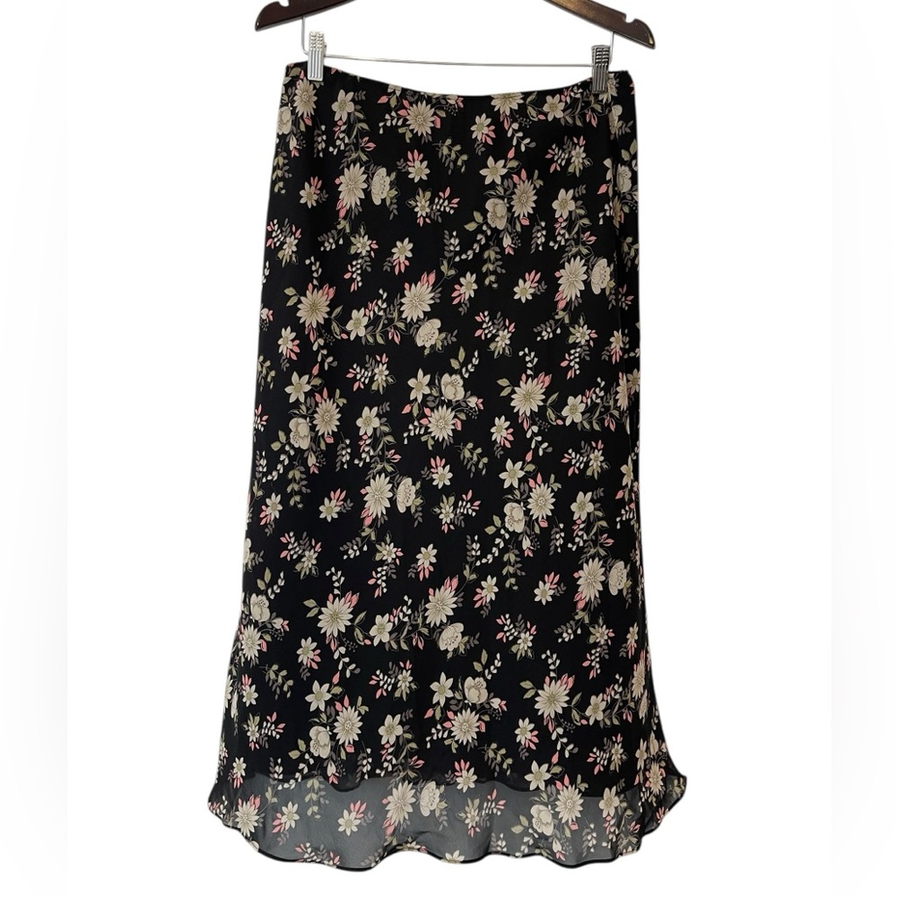 Women’s Vintage David‎ Warren Floral Maxi Skirt Lettuce Hem Size 14 Fairy Grunge